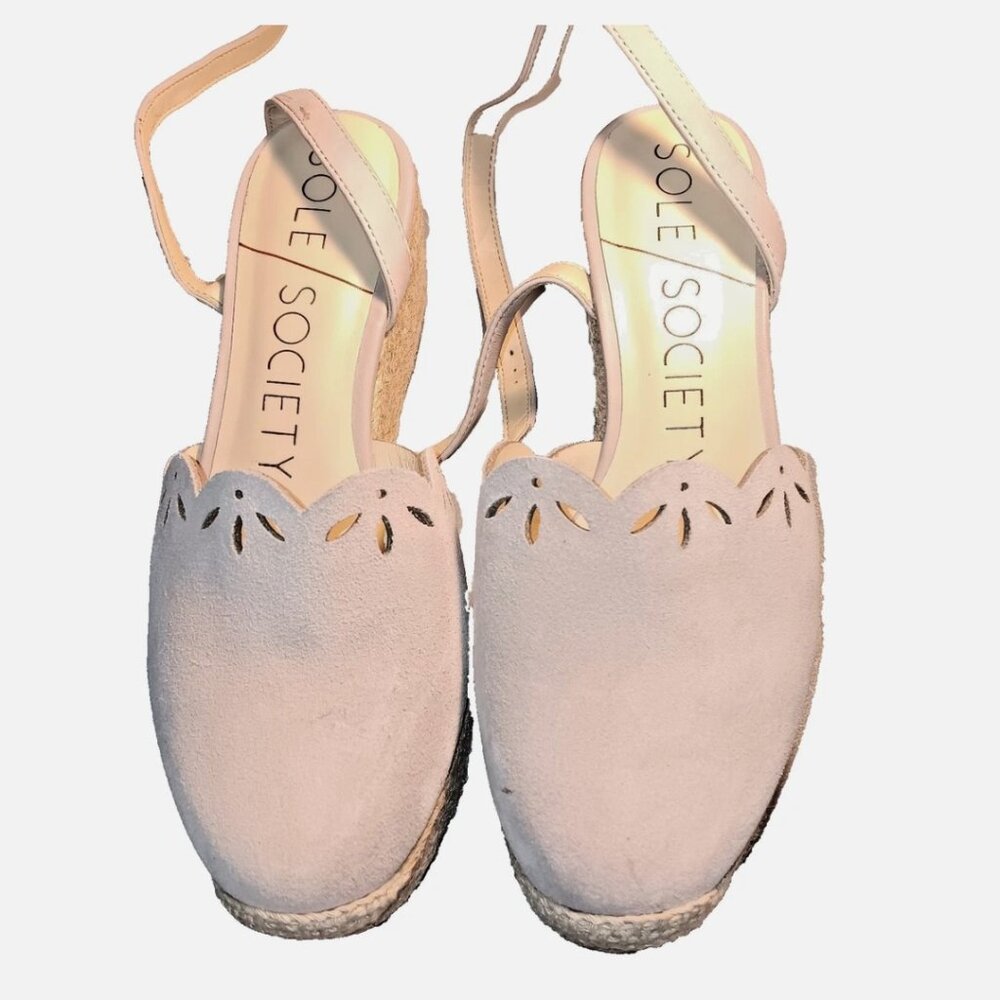 Sole society Suede Wedge Hemp-Style Woven Platform Women's 6.5 Shoes